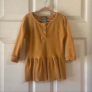 Emma Jean kids girls mustard ribbed peplum long sleeve top